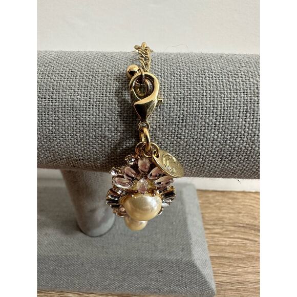 Charming Charlie Pearl & Rhinestone Bracelet Goldtone Lobster Claw Closure Spark - Picture 6 of 10